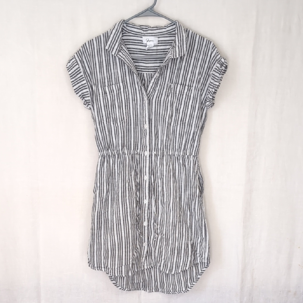 Japna Black and White Striped Dress